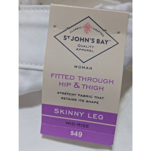 St. John's Bay Women's White Solid Skinny Leg Mid-Rise Jeans Size 22W NWT - Picture 4 of 8